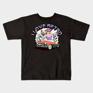 i love retro themed car and girl design Kids T-Shirt